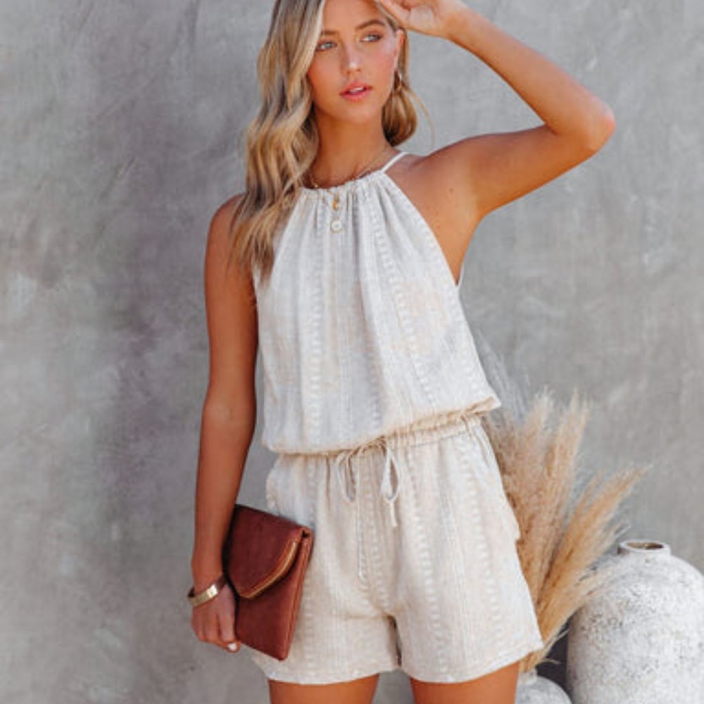 Linen Romper 😍 (VICI Cozette Linen Blend Pocketed Romper)